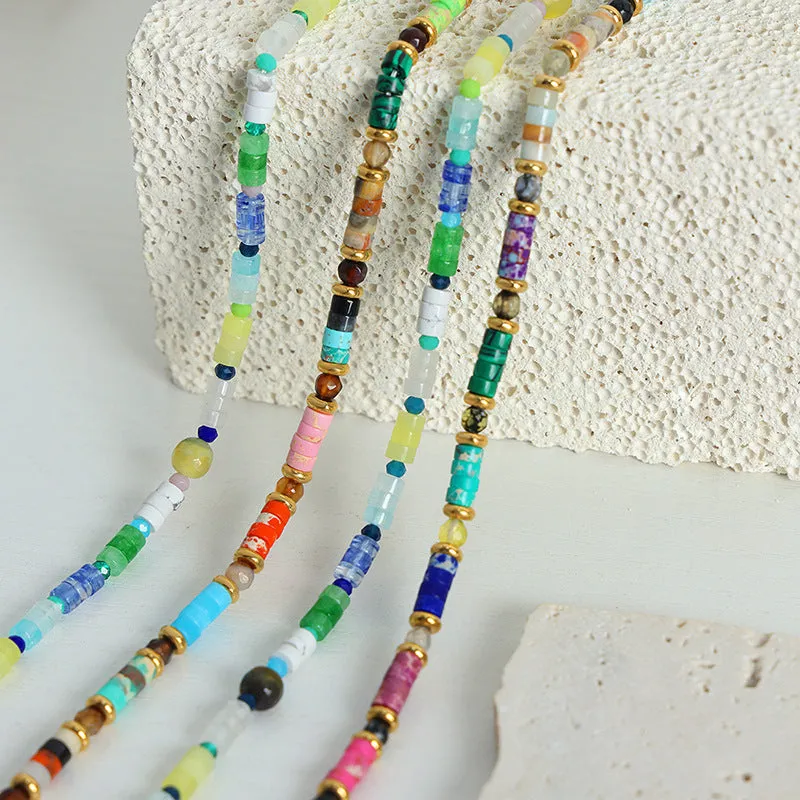 Bohemian Gemstone Handmade Necklace with Cross-Border Design for Women