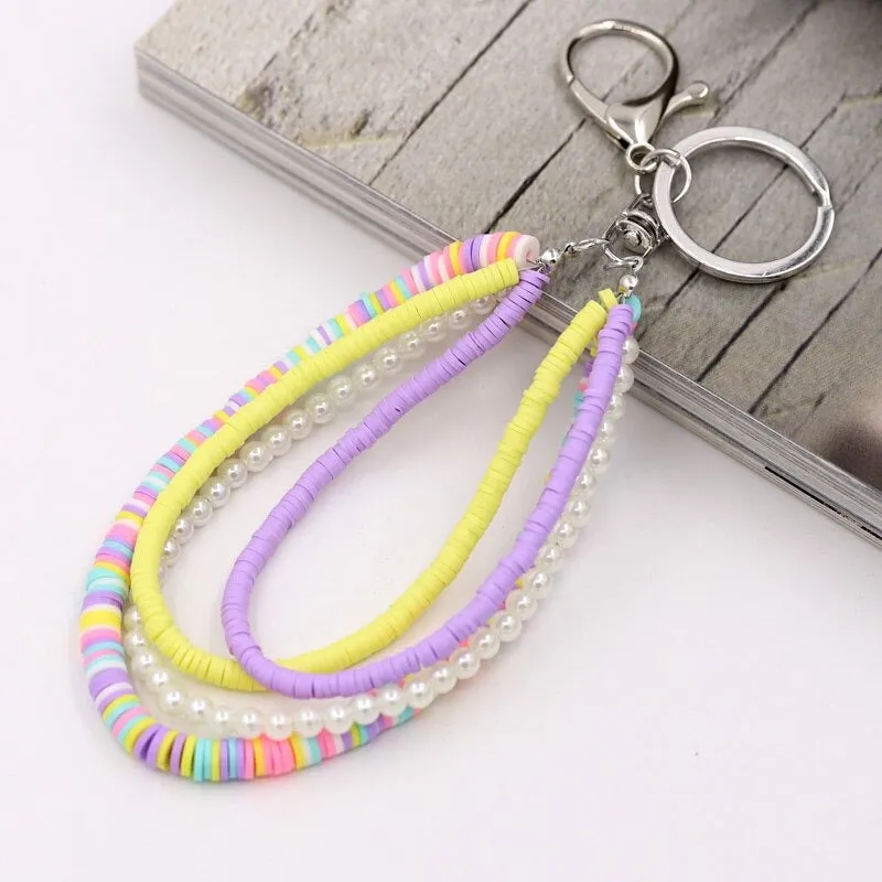 Bohemian Handmade Multi-layer Colorful Beaded and Pearl Keychains