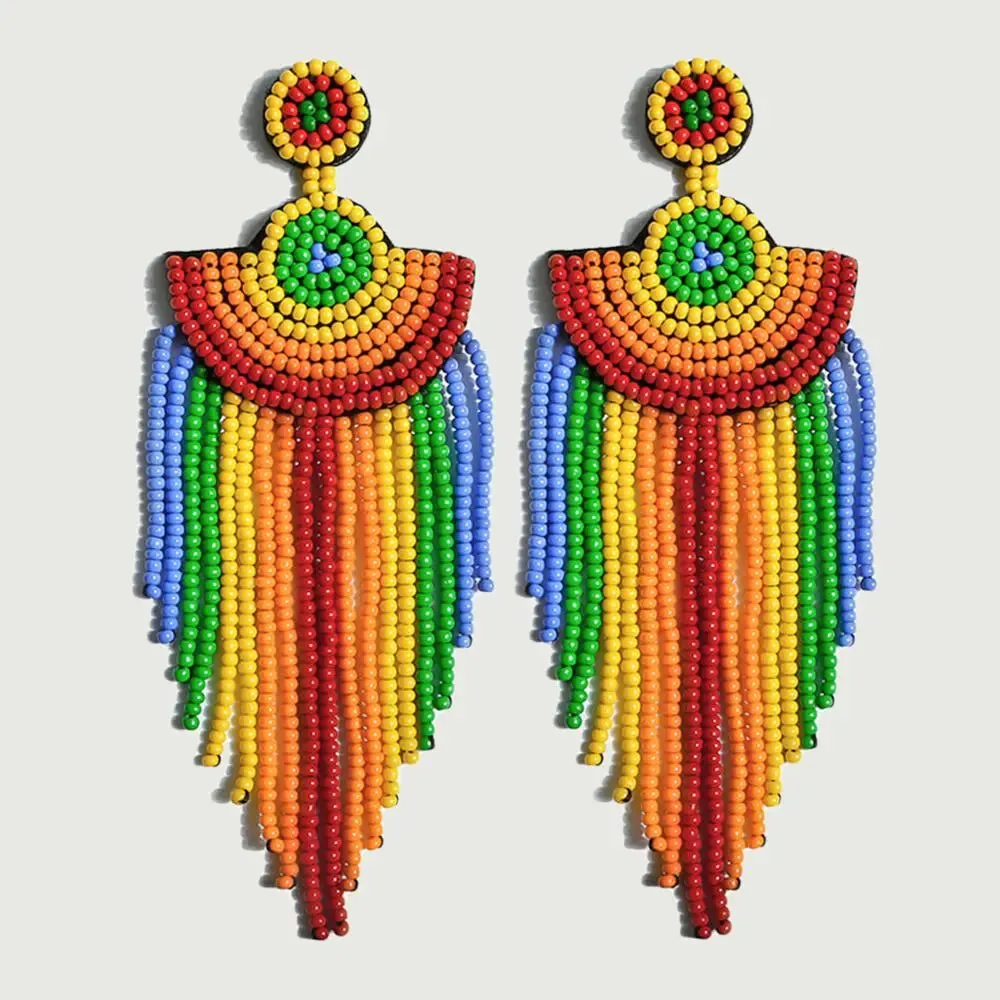 Bohemian Rainbow Beaded Earrings