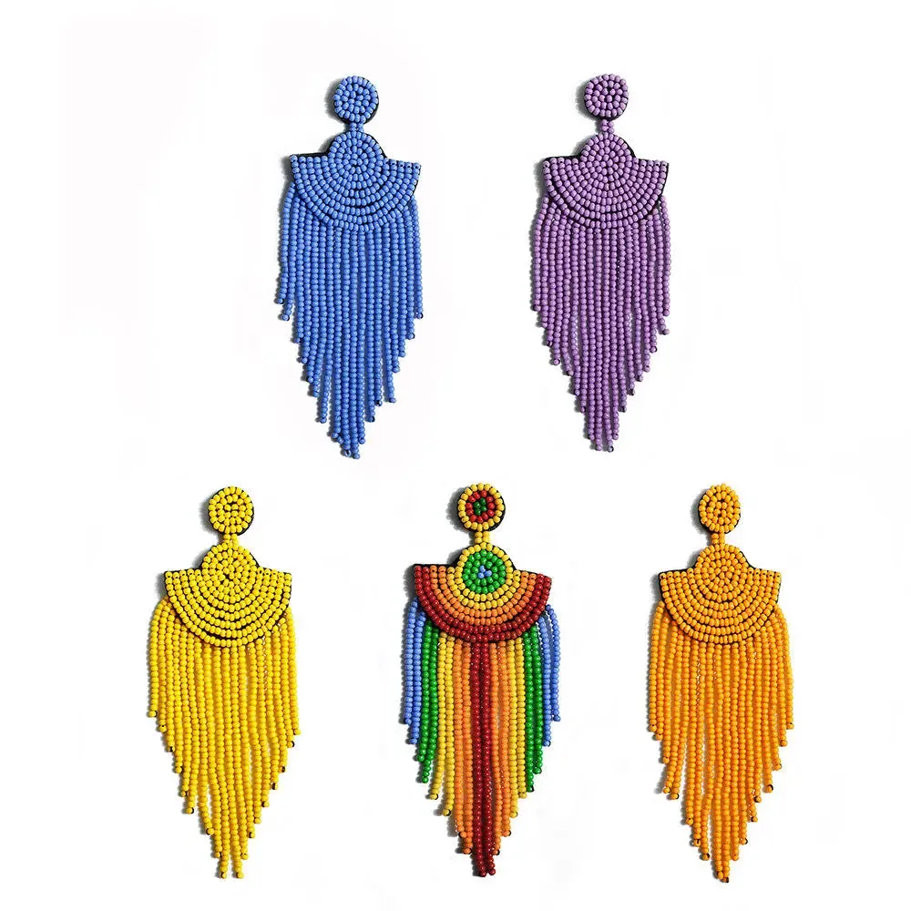 Bohemian Rainbow Beaded Earrings
