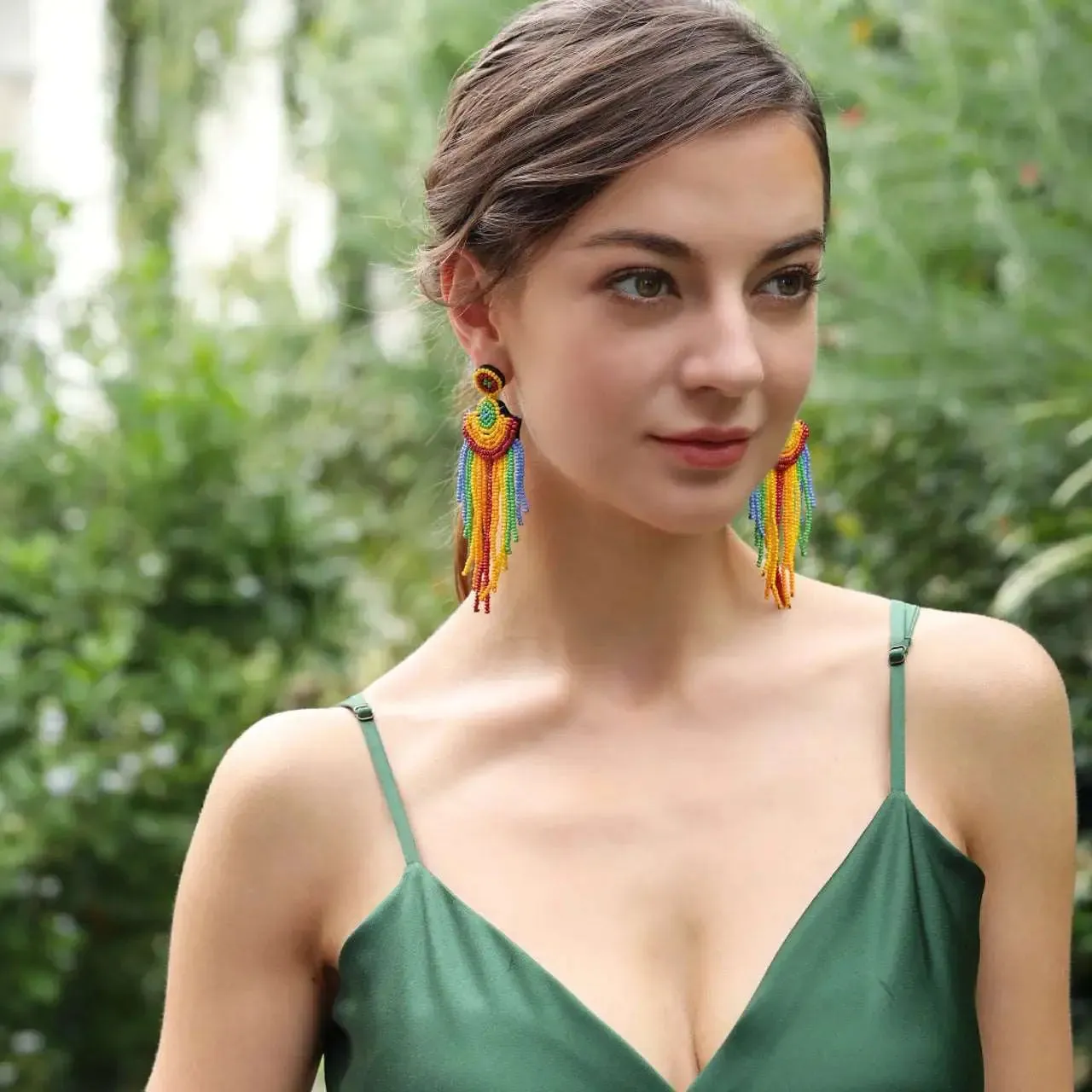 Bohemian Rainbow Beaded Earrings