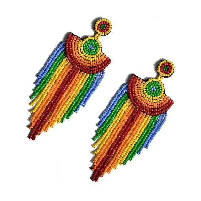 Bohemian Rainbow Beaded Earrings