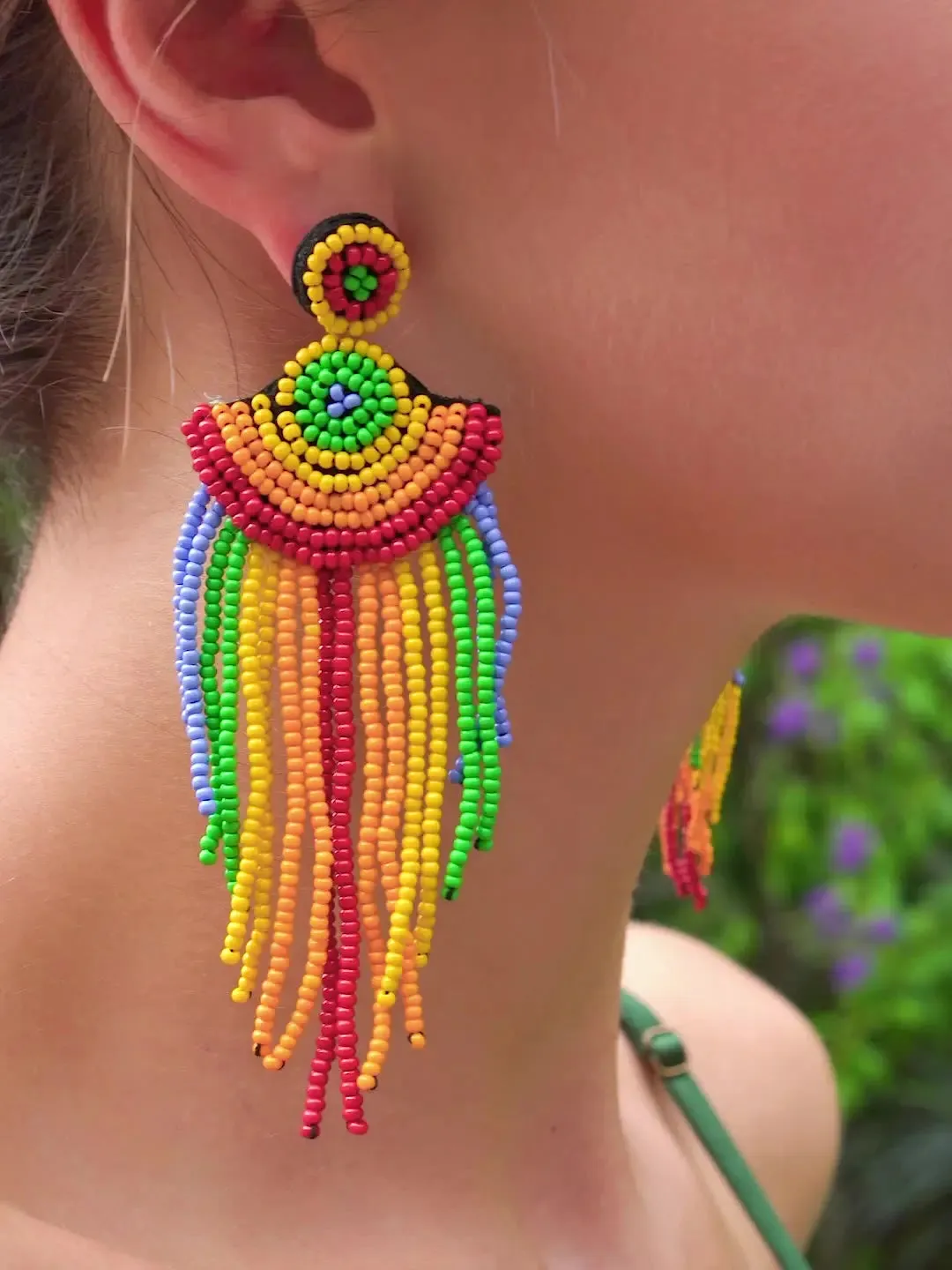 Bohemian Rainbow Beaded Earrings