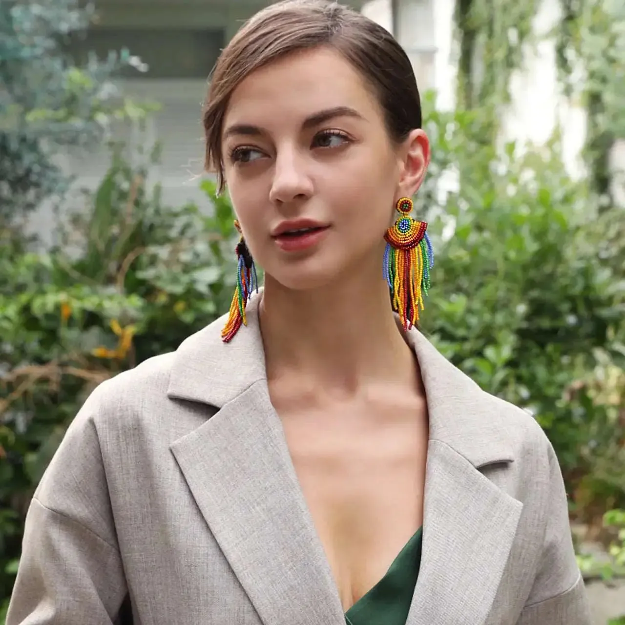 Bohemian Rainbow Beaded Earrings