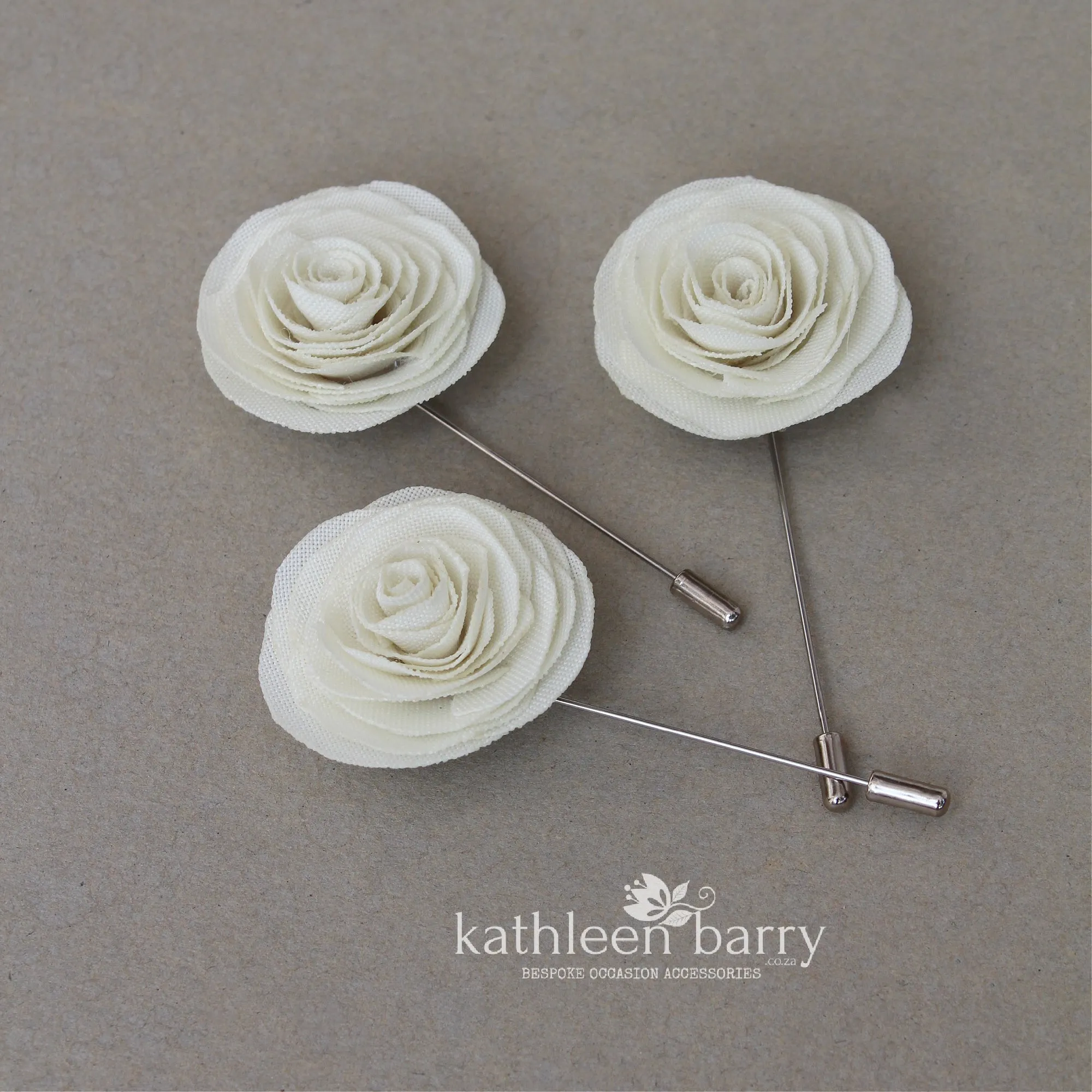 Boutonniere, Brooch lapel pin fabric roses assorted colors available