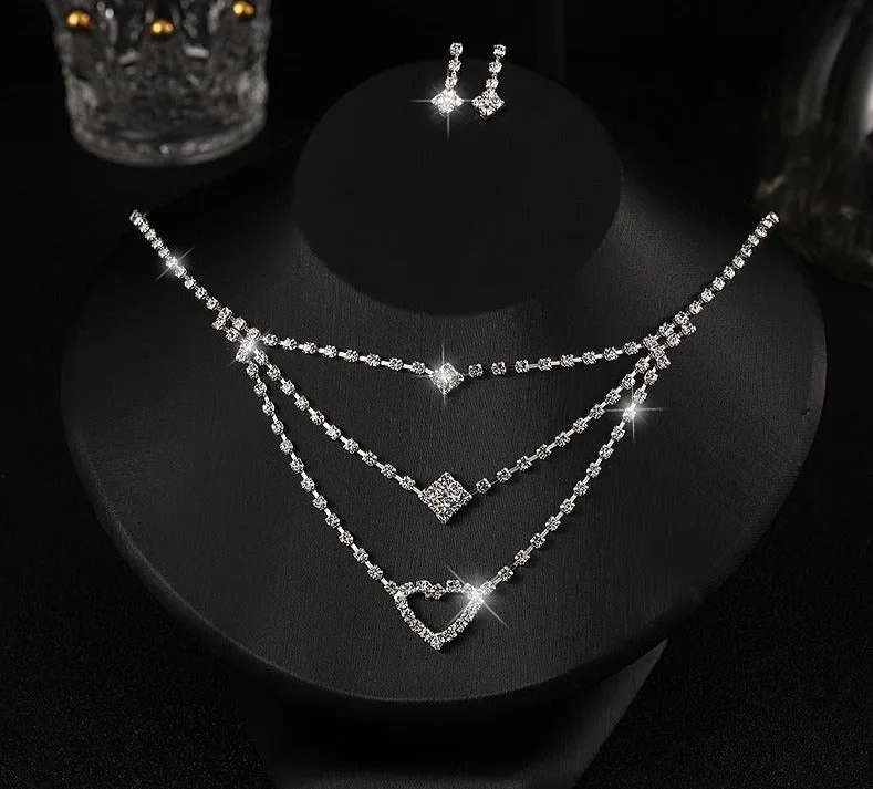 Bridal Necklace Earrings Wedding Accessories Wedding Photo Props Diamond Simulated Diamond Dinner Wedding Dress Jewelry Set