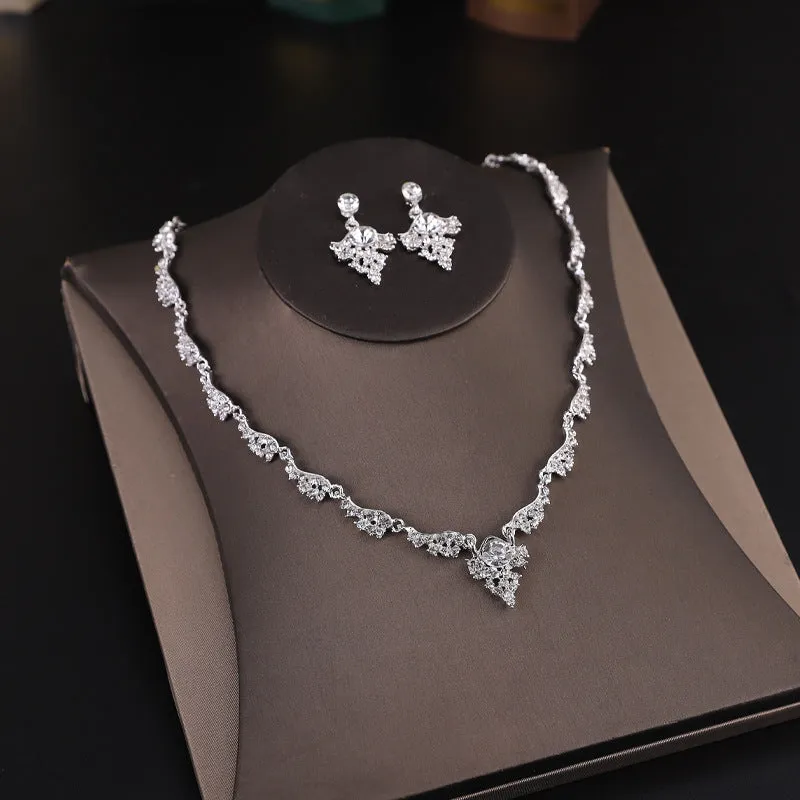 Bridal necklace set ornaments diamond earrings necklace jewelry wedding dress wedding a