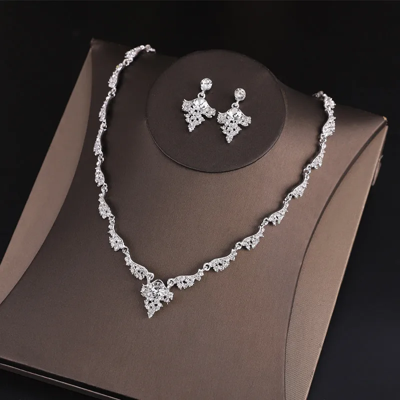 Bridal necklace set ornaments diamond earrings necklace jewelry wedding dress wedding a