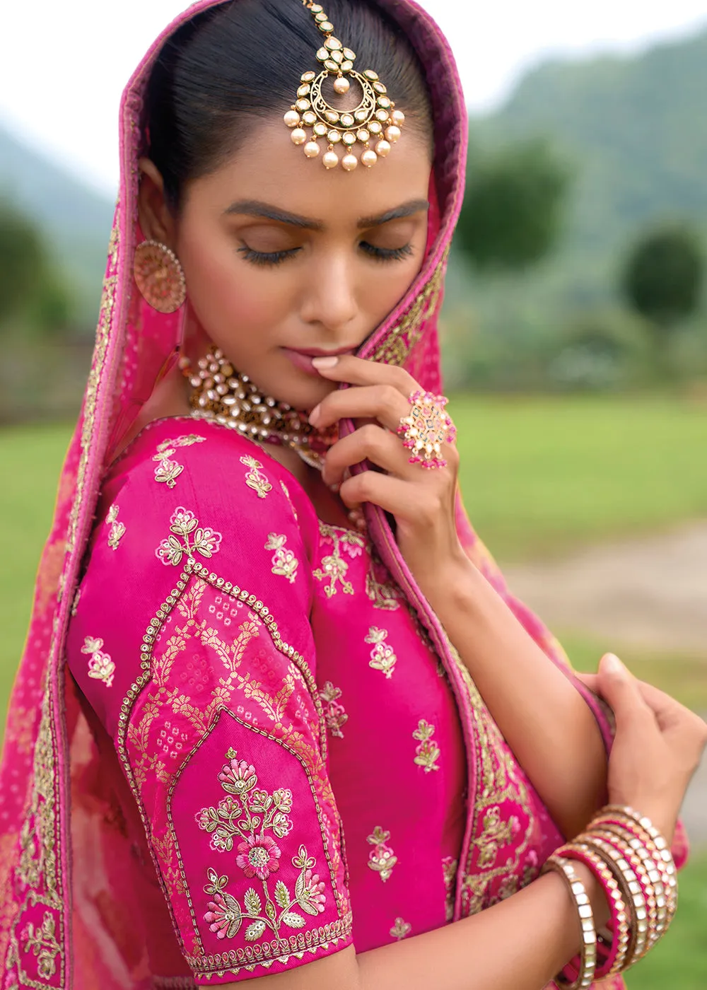 Bridal Rani Pink Heavy Embroidered Designer Lehenga Choli