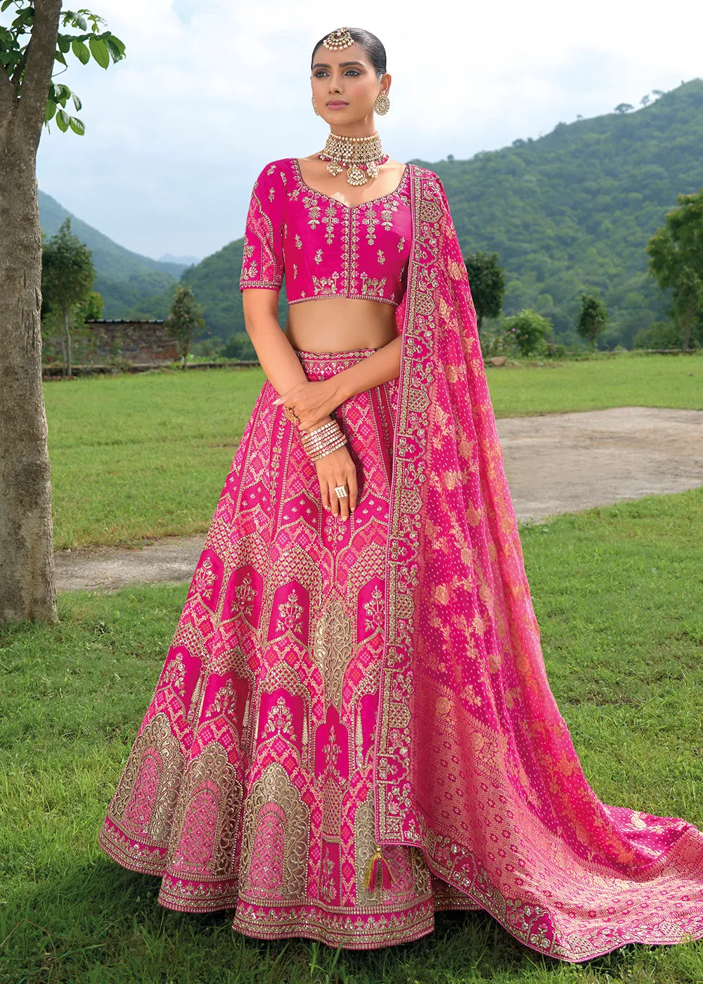 Bridal Rani Pink Heavy Embroidered Designer Lehenga Choli