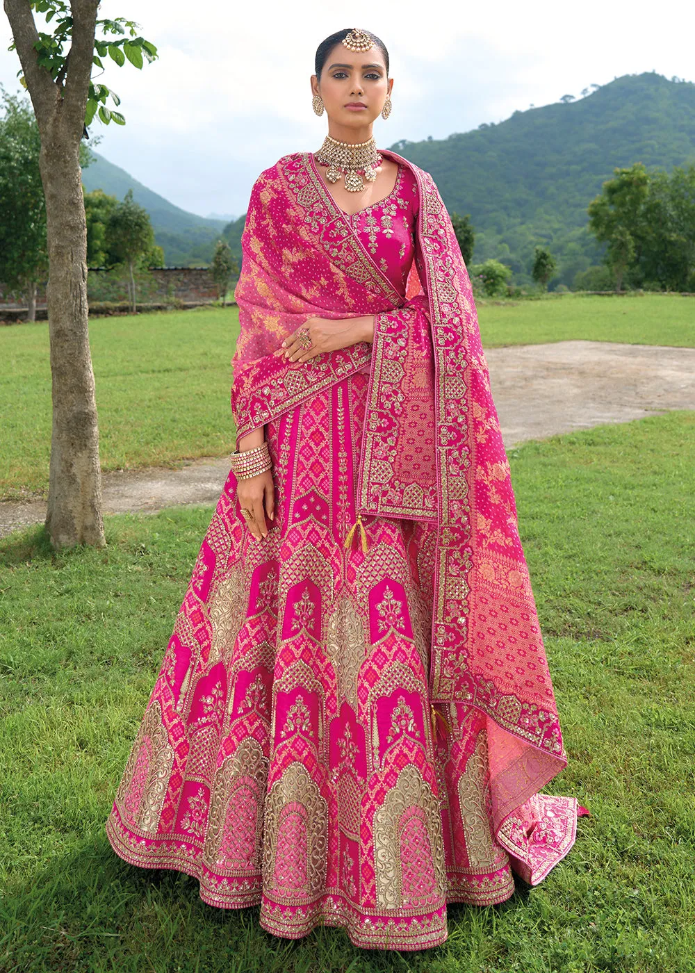 Bridal Rani Pink Heavy Embroidered Designer Lehenga Choli