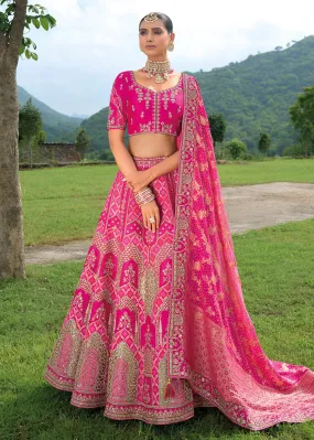 Bridal Rani Pink Heavy Embroidered Designer Lehenga Choli