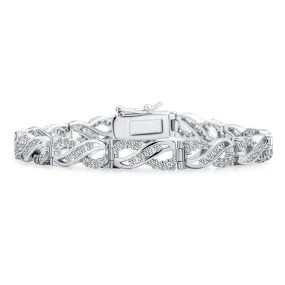 Bridal Romantic CZ Infinity Tennis Bracelet in Sterling Silver 7.5 Inches