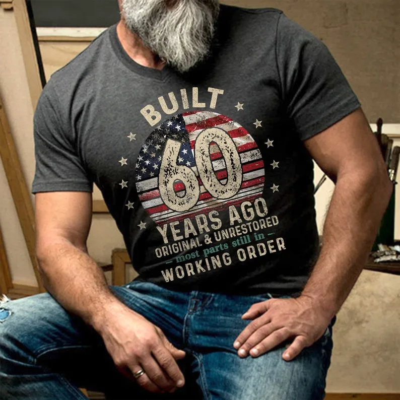 Built 60 Years Ago Shirt, Vintage 1965 Shirt, 60th Birthday Gift, Turning 60 Gift, Retro Classic T-Shirt for Him, Birthday Gift for Men