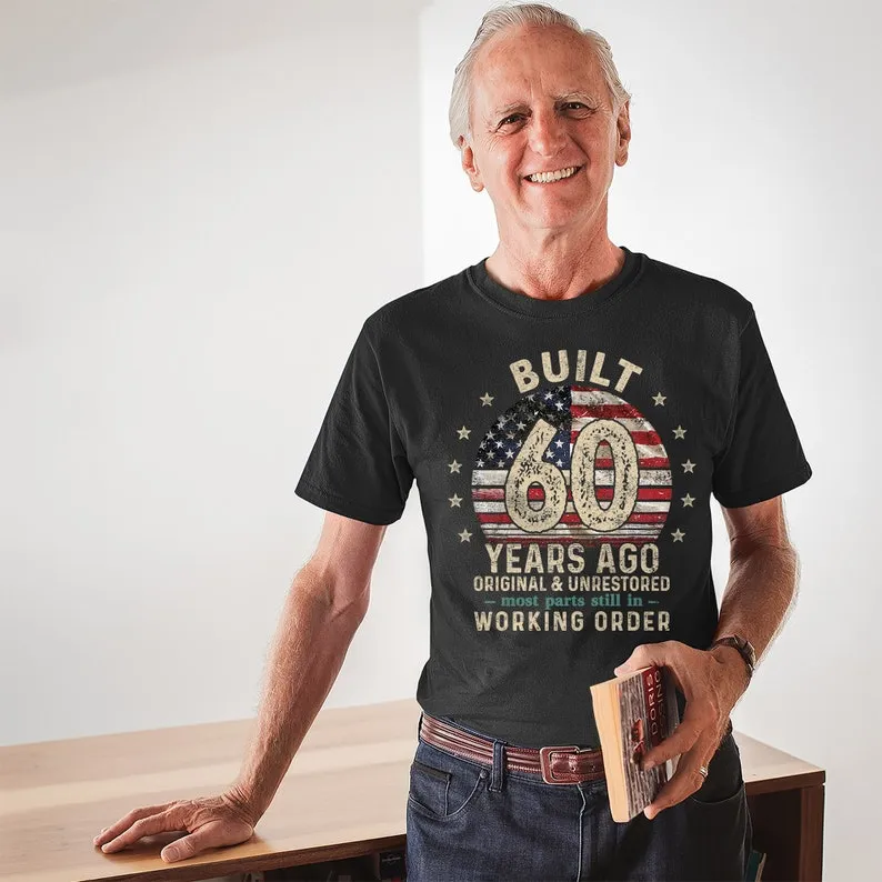 Built 60 Years Ago Shirt, Vintage 1965 Shirt, 60th Birthday Gift, Turning 60 Gift, Retro Classic T-Shirt for Him, Birthday Gift for Men