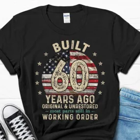 Built 60 Years Ago Shirt, Vintage 1965 Shirt, 60th Birthday Gift, Turning 60 Gift, Retro Classic T-Shirt for Him, Birthday Gift for Men