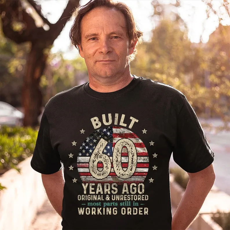 Built 60 Years Ago Shirt, Vintage 1965 Shirt, 60th Birthday Gift, Turning 60 Gift, Retro Classic T-Shirt for Him, Birthday Gift for Men