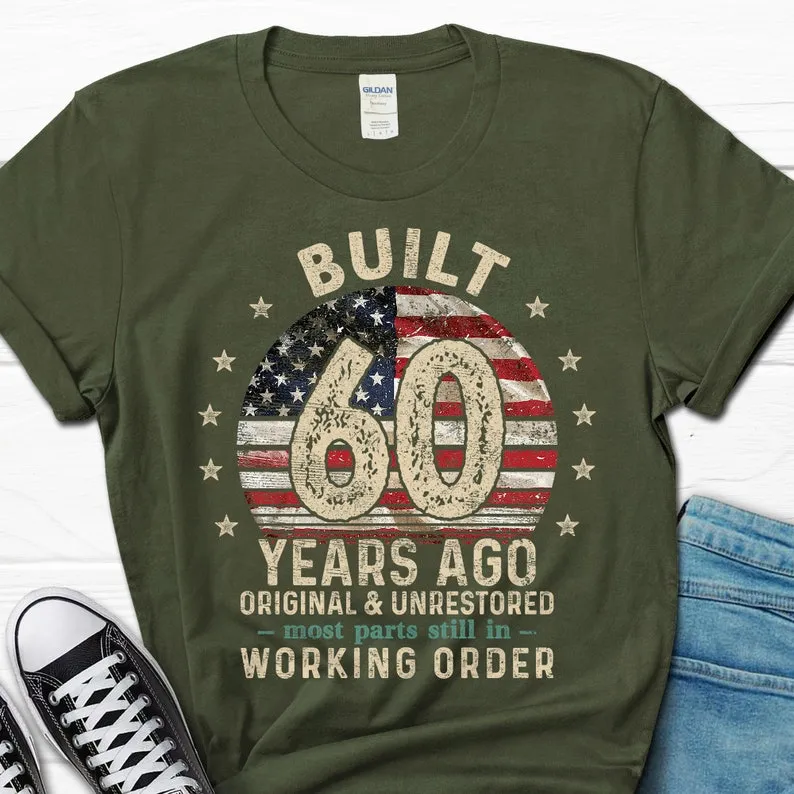 Built 60 Years Ago Shirt, Vintage 1965 Shirt, 60th Birthday Gift, Turning 60 Gift, Retro Classic T-Shirt for Him, Birthday Gift for Men