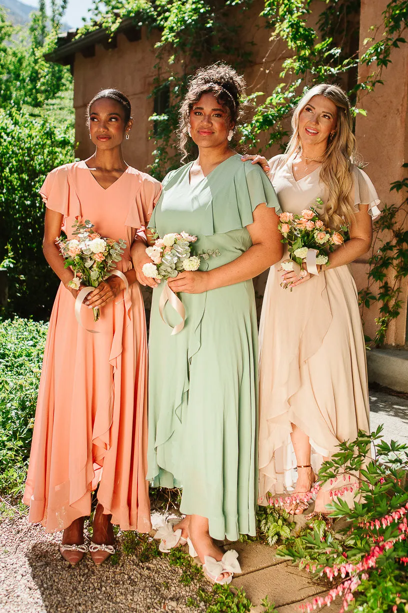 Callie Dress in Sage Chiffon - FINAL SALE