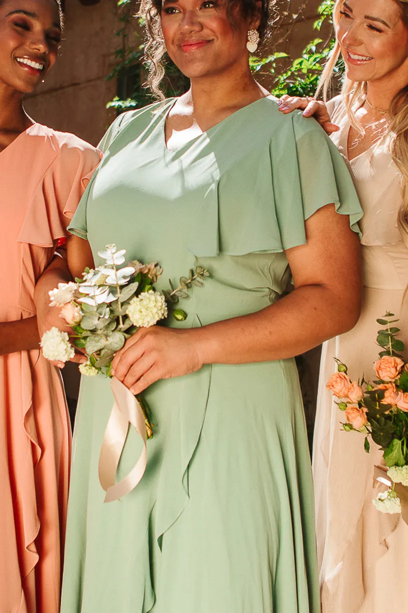 Callie Dress in Sage Chiffon - FINAL SALE