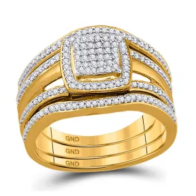 Captivating Elegance: 10kt Yellow Gold Round Diamond Bridal Wedding Ring Band Set