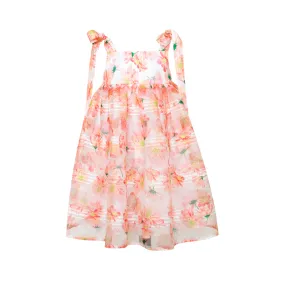 Chiffon Dress With Ties Marigolds, Orange