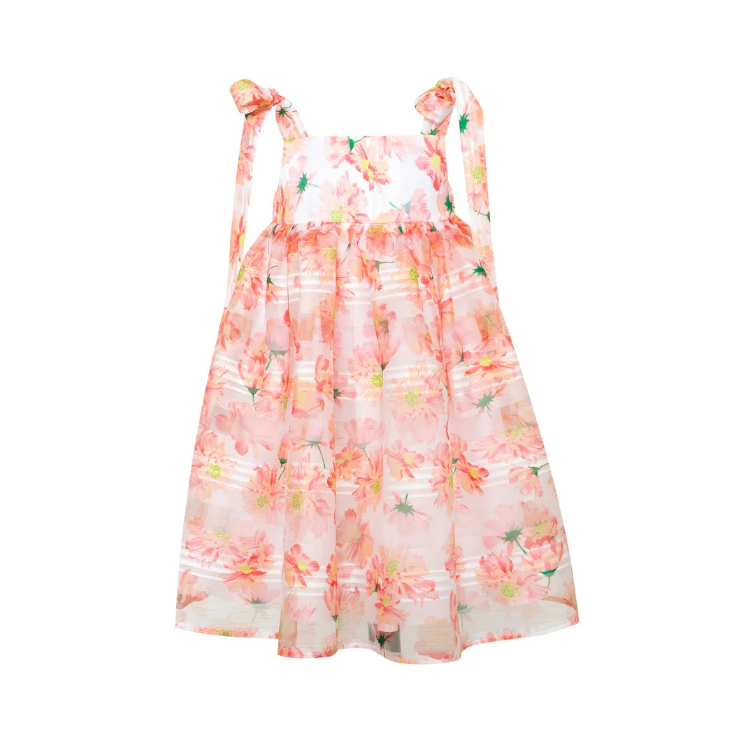 Chiffon Dress With Ties Marigolds, Orange