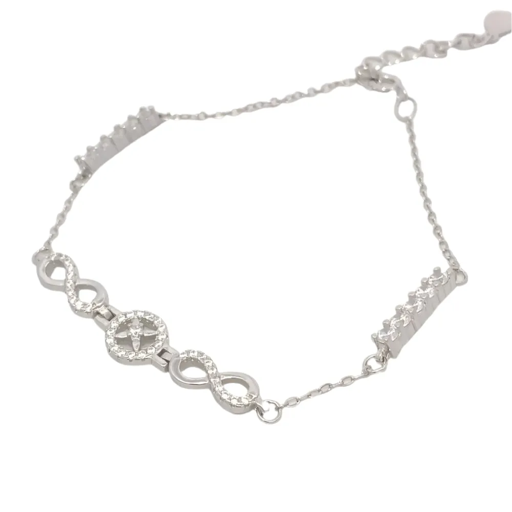 Claire Infinity Halo 925 Sterling Silver Chain Bracelet