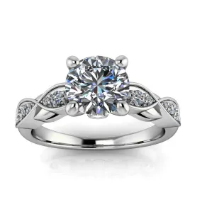 Classic Bypass Engagement Ring with Round and Marquise Centers, Diamond Accent Sides, and Clean-Cut Design – Moissanite or Lab-Grown Diamond in Gold or Platinum - Hunter