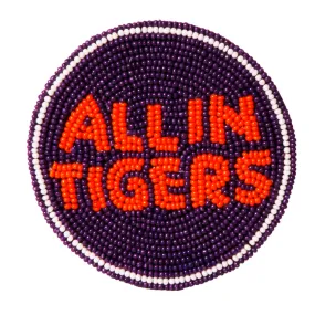 Clemson Tigers Beaded Button in Purple and Orange by Desden