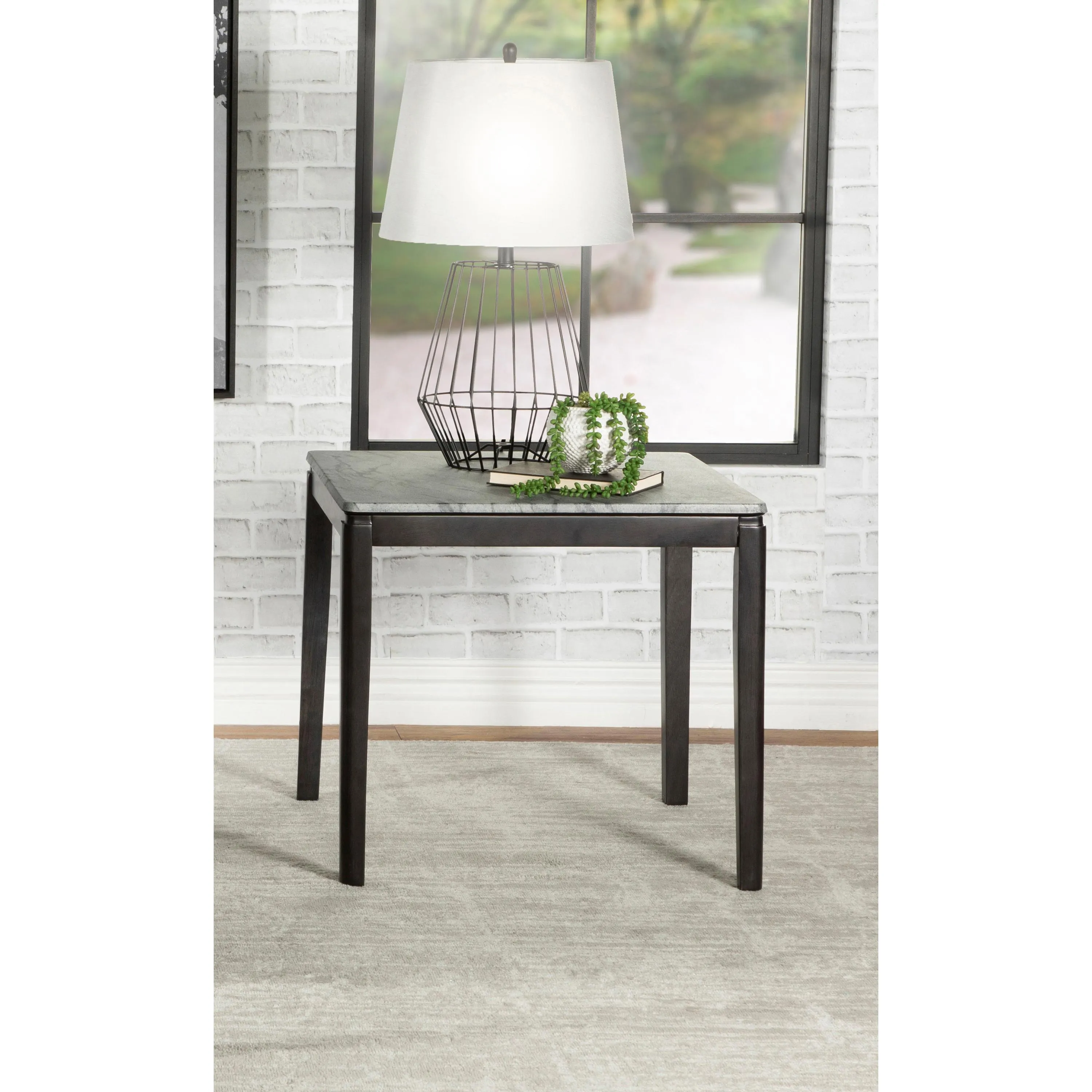 Coaster Furniture Mozzi 753517 Square End Table - Faux Grey Marble/Black