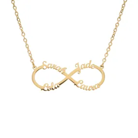 Custom 4 Names Infinity Sign Necklace