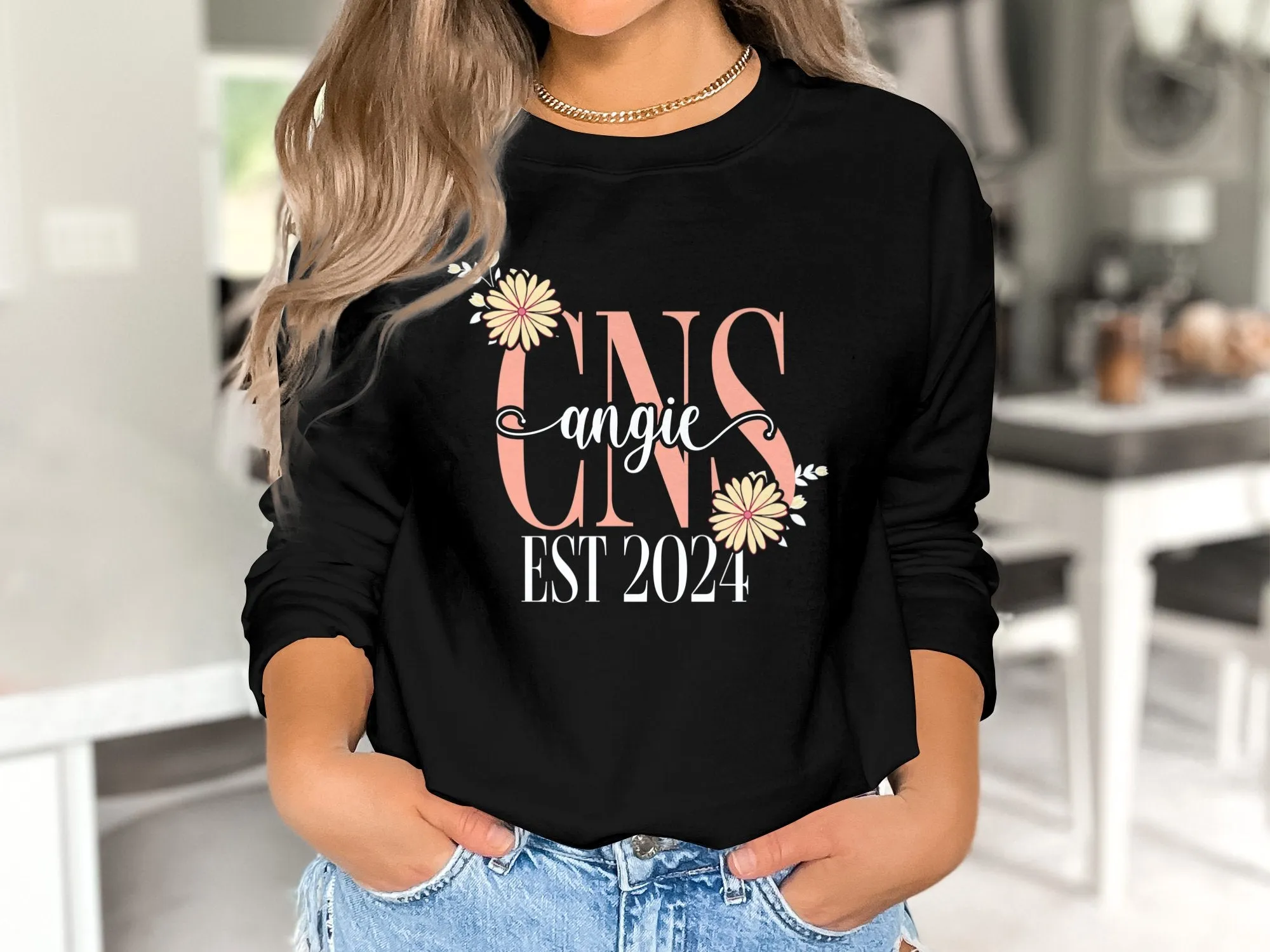 Custom Floral Monogram T-Shirt, Personalized Name and Date Tee, Unique Gift Idea for Her, Customizable Floral Design Shirt, EST 2024 Tee