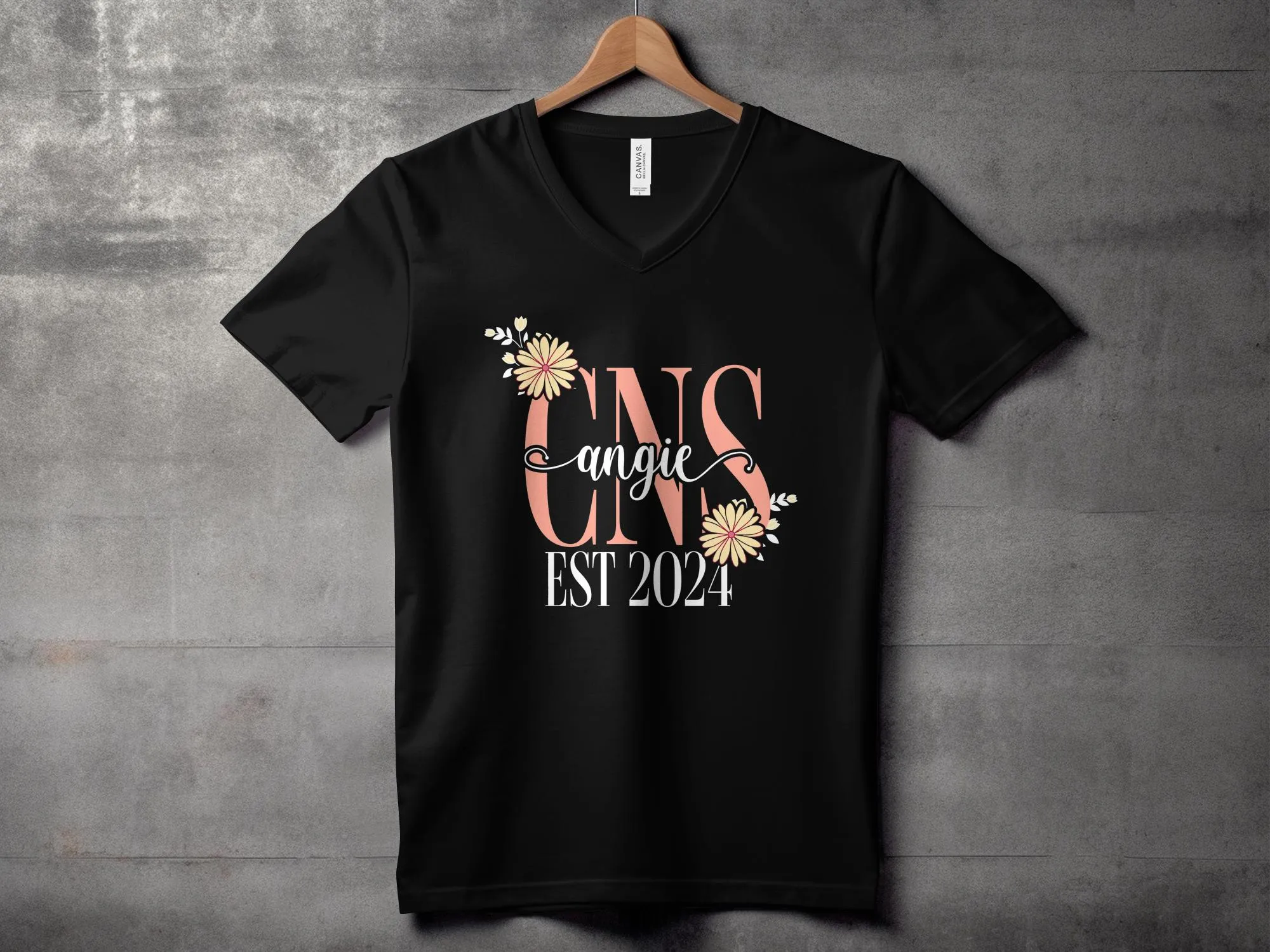 Custom Floral Monogram T-Shirt, Personalized Name and Date Tee, Unique Gift Idea for Her, Customizable Floral Design Shirt, EST 2024 Tee
