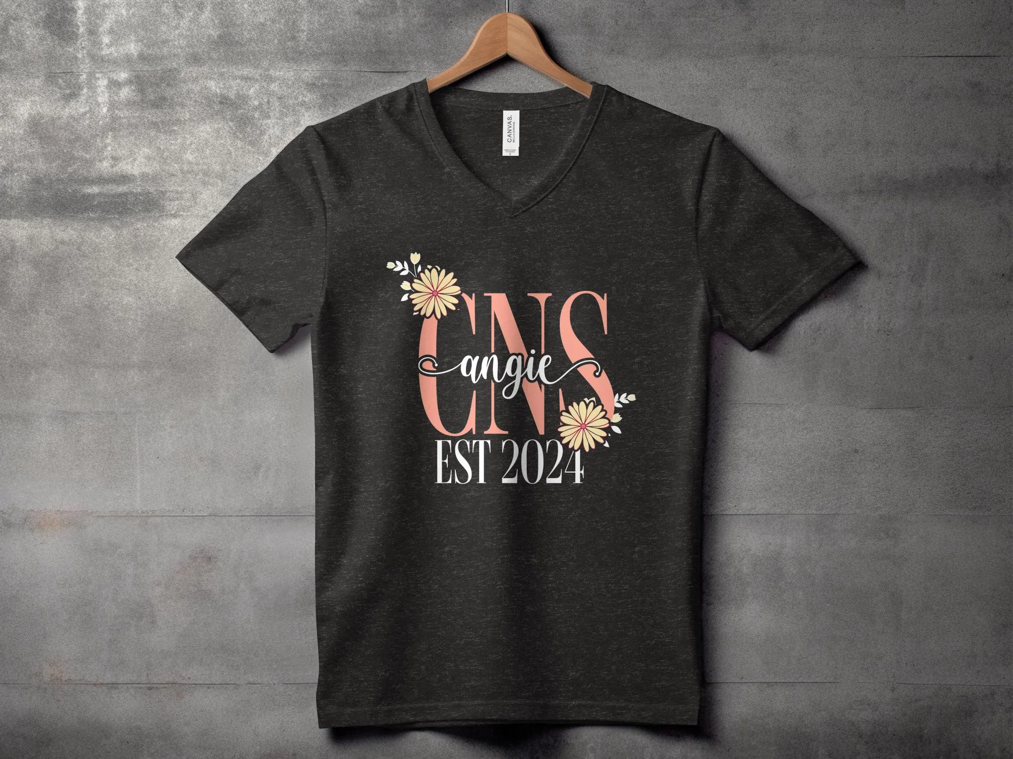 Custom Floral Monogram T-Shirt, Personalized Name and Date Tee, Unique Gift Idea for Her, Customizable Floral Design Shirt, EST 2024 Tee