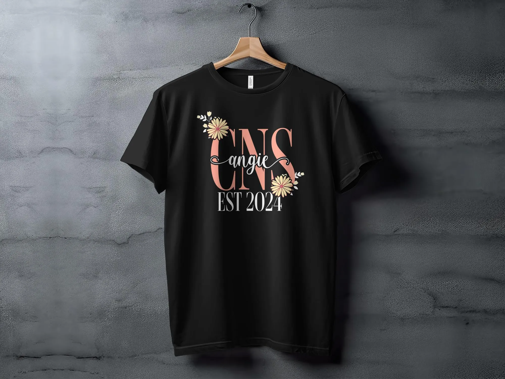 Custom Floral Monogram T-Shirt, Personalized Name and Date Tee, Unique Gift Idea for Her, Customizable Floral Design Shirt, EST 2024 Tee
