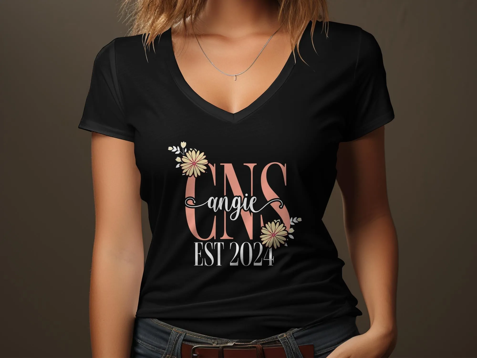 Custom Floral Monogram T-Shirt, Personalized Name and Date Tee, Unique Gift Idea for Her, Customizable Floral Design Shirt, EST 2024 Tee