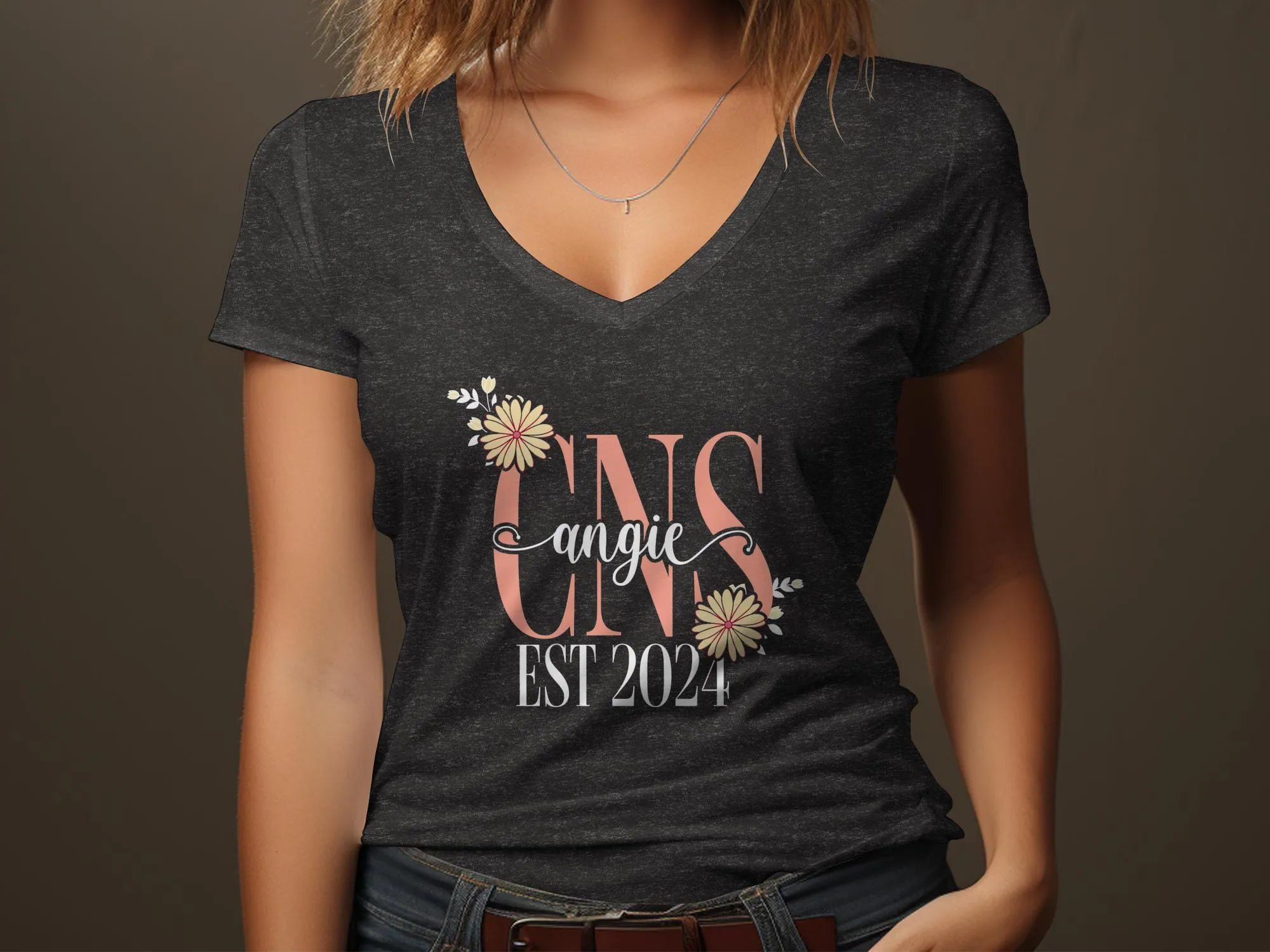 Custom Floral Monogram T-Shirt, Personalized Name and Date Tee, Unique Gift Idea for Her, Customizable Floral Design Shirt, EST 2024 Tee