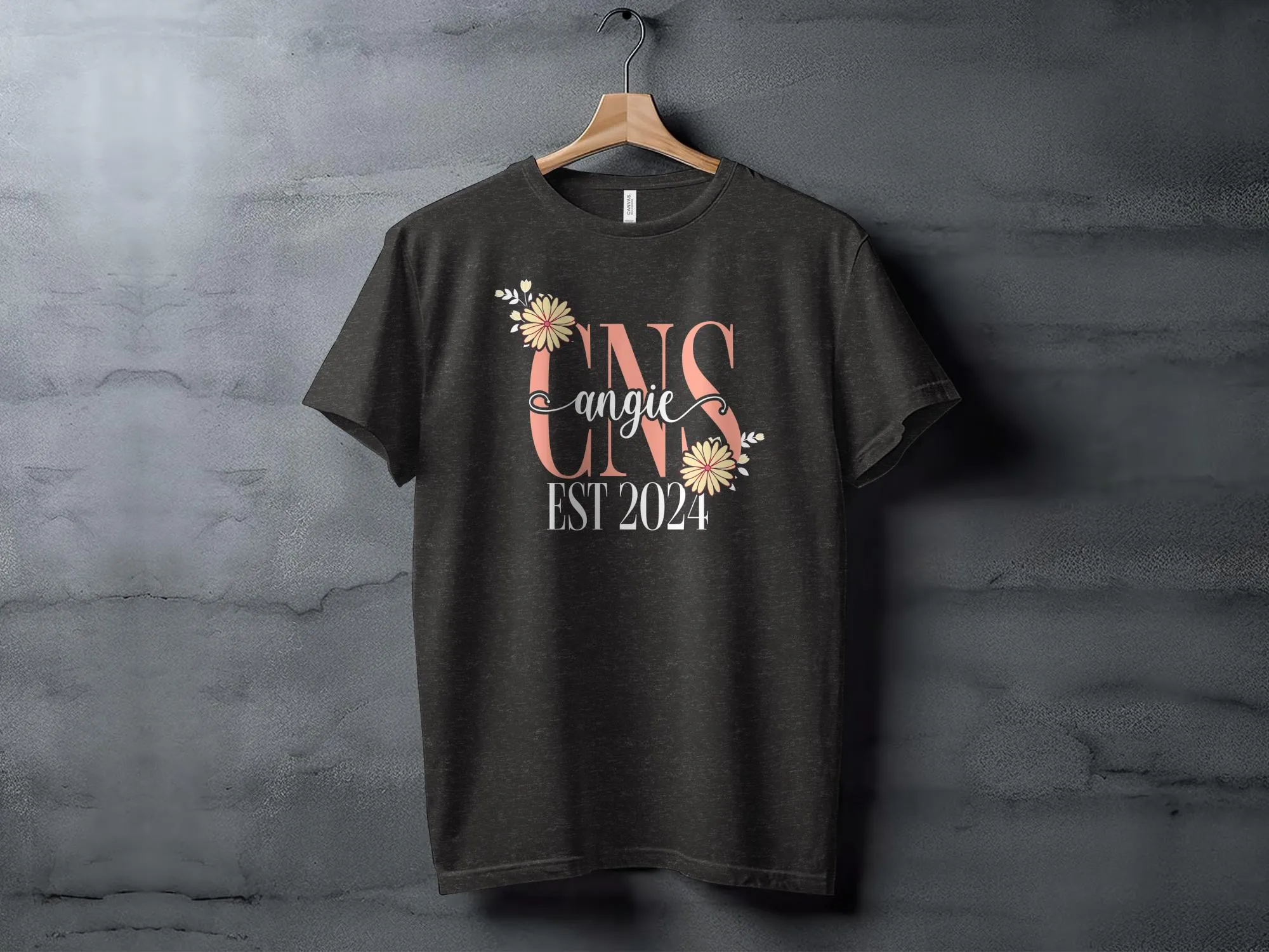 Custom Floral Monogram T-Shirt, Personalized Name and Date Tee, Unique Gift Idea for Her, Customizable Floral Design Shirt, EST 2024 Tee
