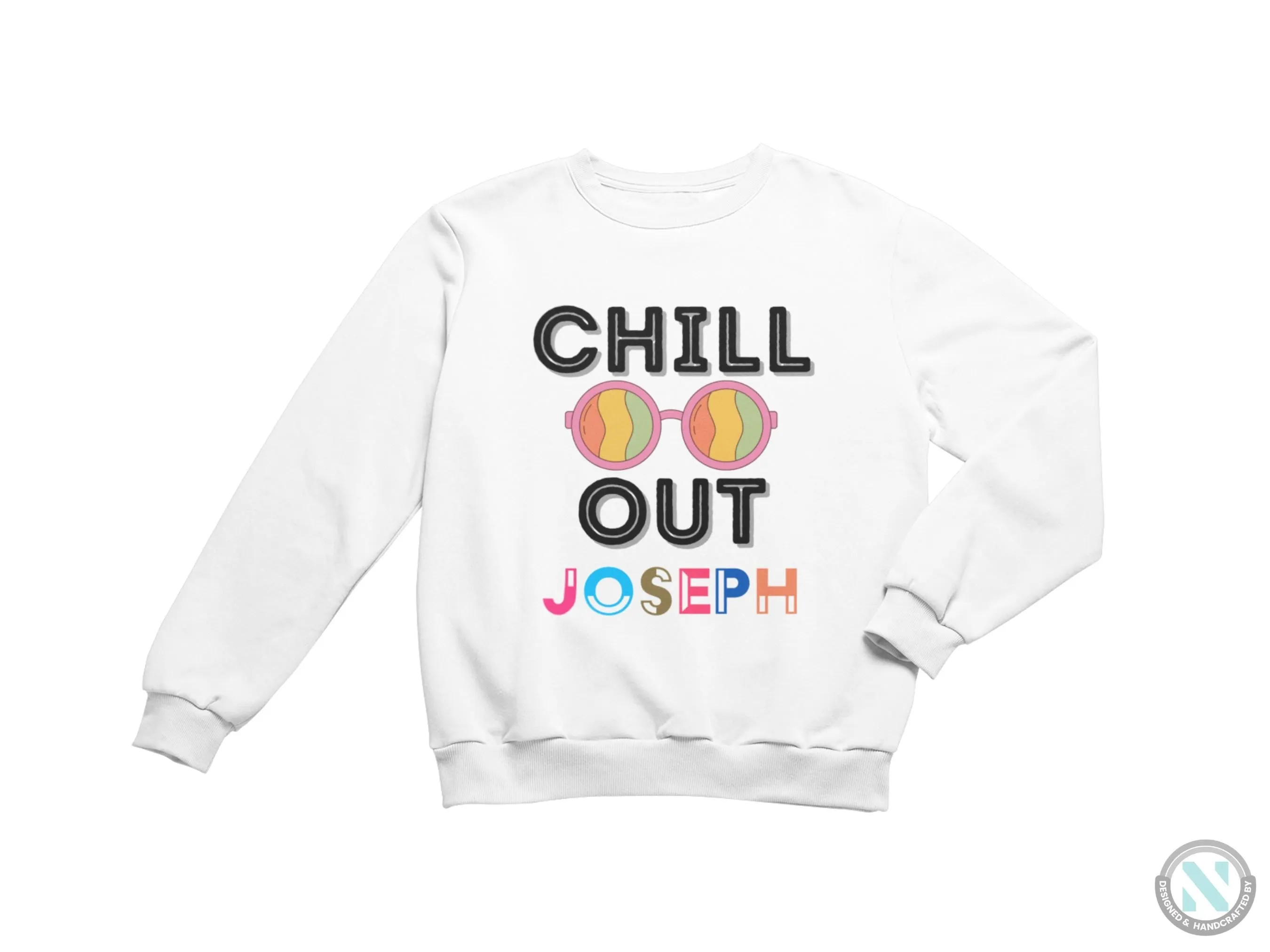 Custom Name Toddler Boys Long Sleeve Sweatshirt Chill Out Text