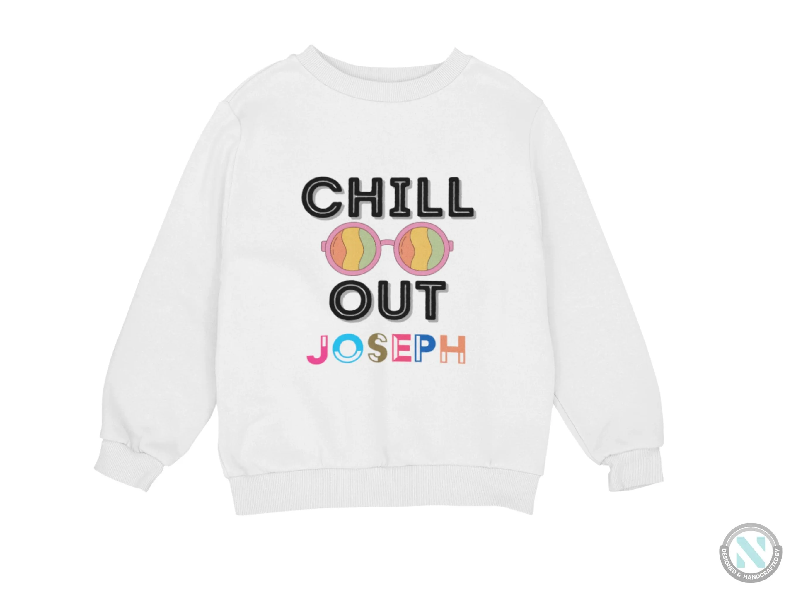Custom Name Toddler Boys Long Sleeve Sweatshirt Chill Out Text