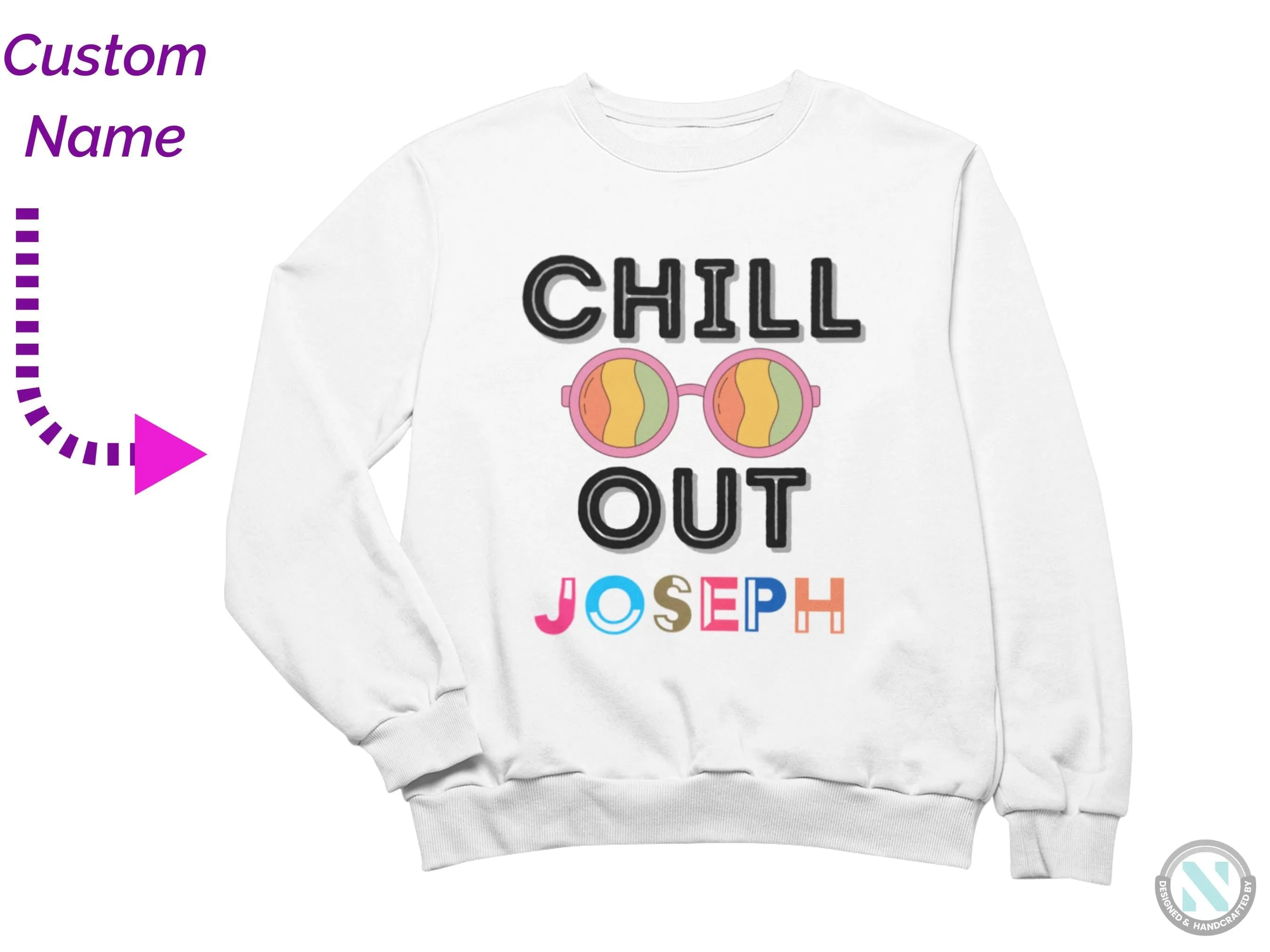 Custom Name Toddler Boys Long Sleeve Sweatshirt Chill Out Text