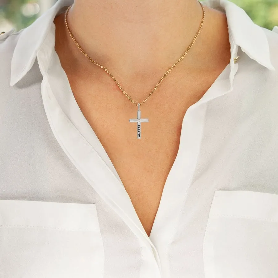 Custom Order Silver Date Cross Charm
