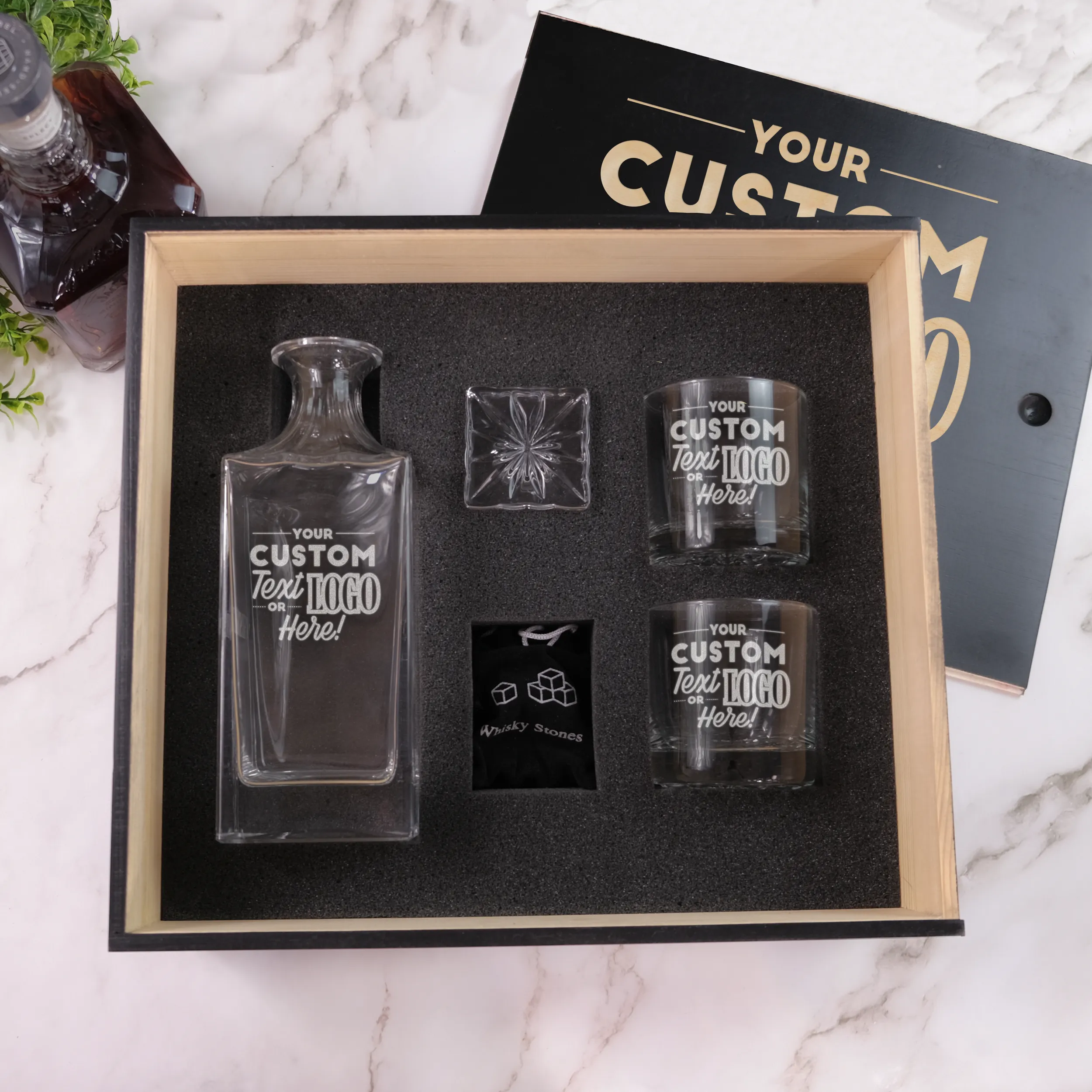 Custom Whiskey Decanter Gift Set, Design: CUSTOM