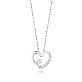 Diamond Jewellery 9ct White Gold Diamond Heart Necklace ND126W