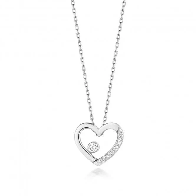 Diamond Jewellery 9ct White Gold Diamond Heart Necklace ND126W