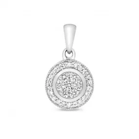 Diamond Jewellery 9ct White Gold Diamond Set Around Pendant PD139W