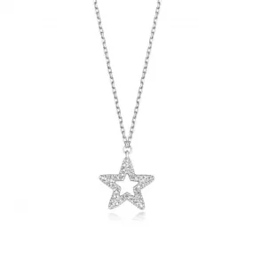 Diamond Jewellery 9ct White Gold Diamond Star Necklace ND128W