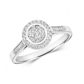 Diamond Jewellery 9ct White Gold Ring with 0.33CT Diamond Cluster - RD657W
