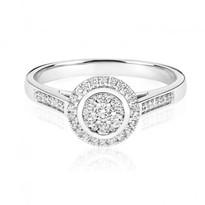 Diamond Jewellery 9ct White Gold Ring with 0.33CT Diamond Cluster - RD657W